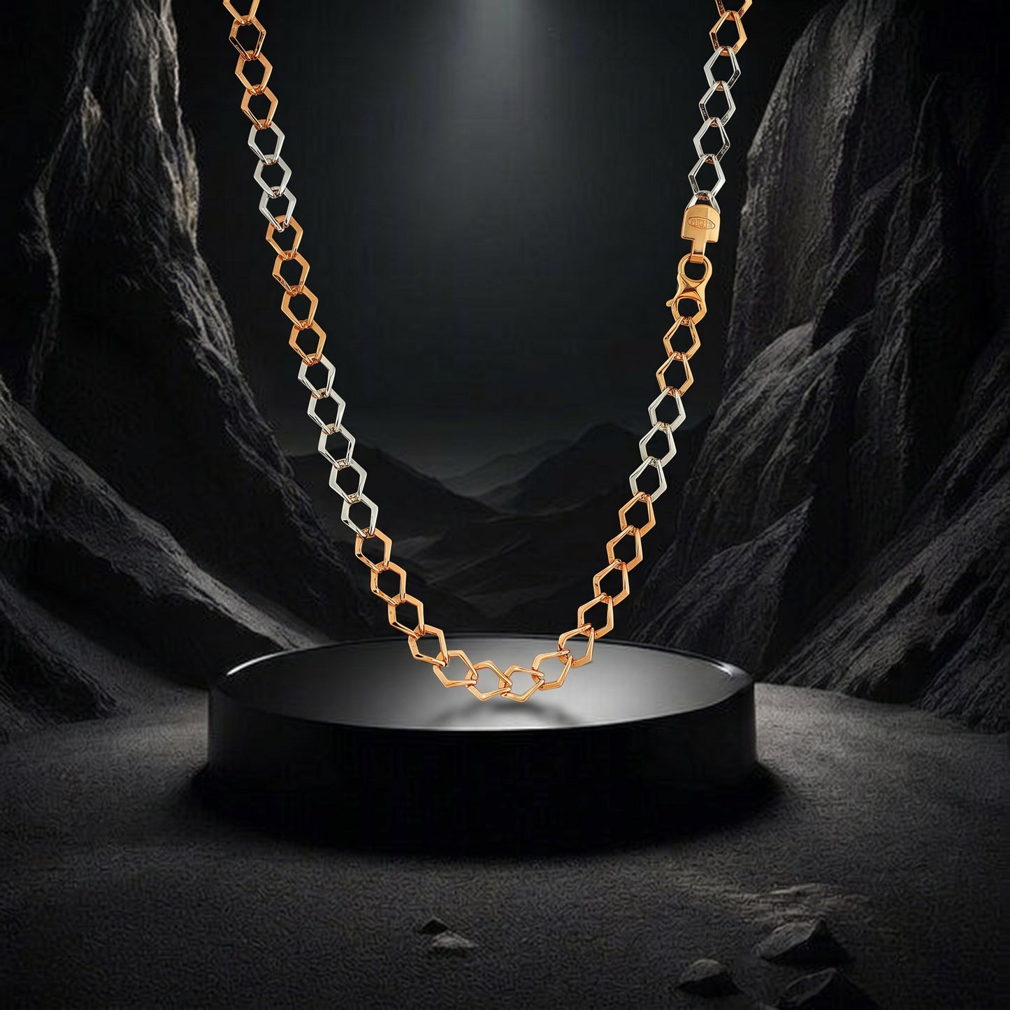 Hexa 18kt Dual Tone Hexagon Link Chain for Men