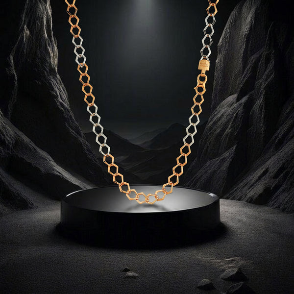Hexa 18kt Dual Tone Hexagon Link Chain for Men