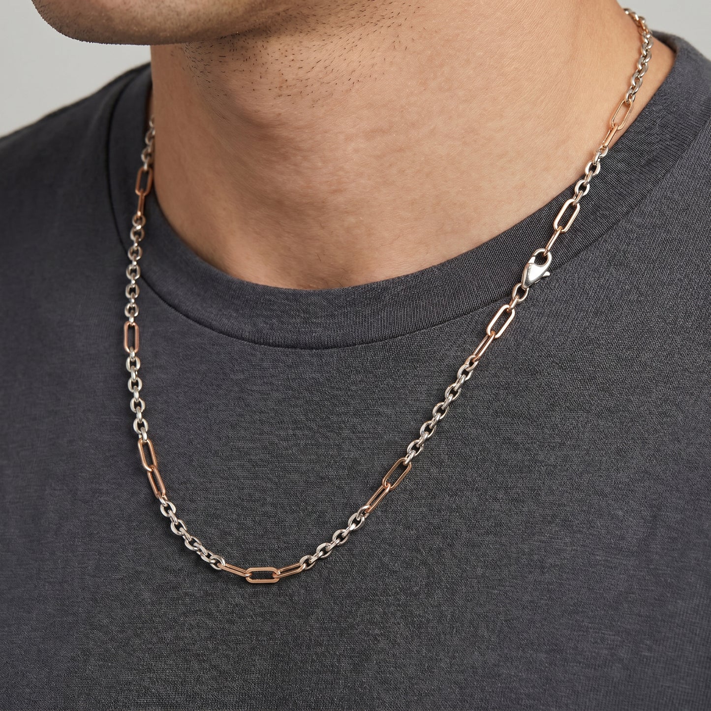 Stride Platinum & Rose Gold Cable Chain for Men