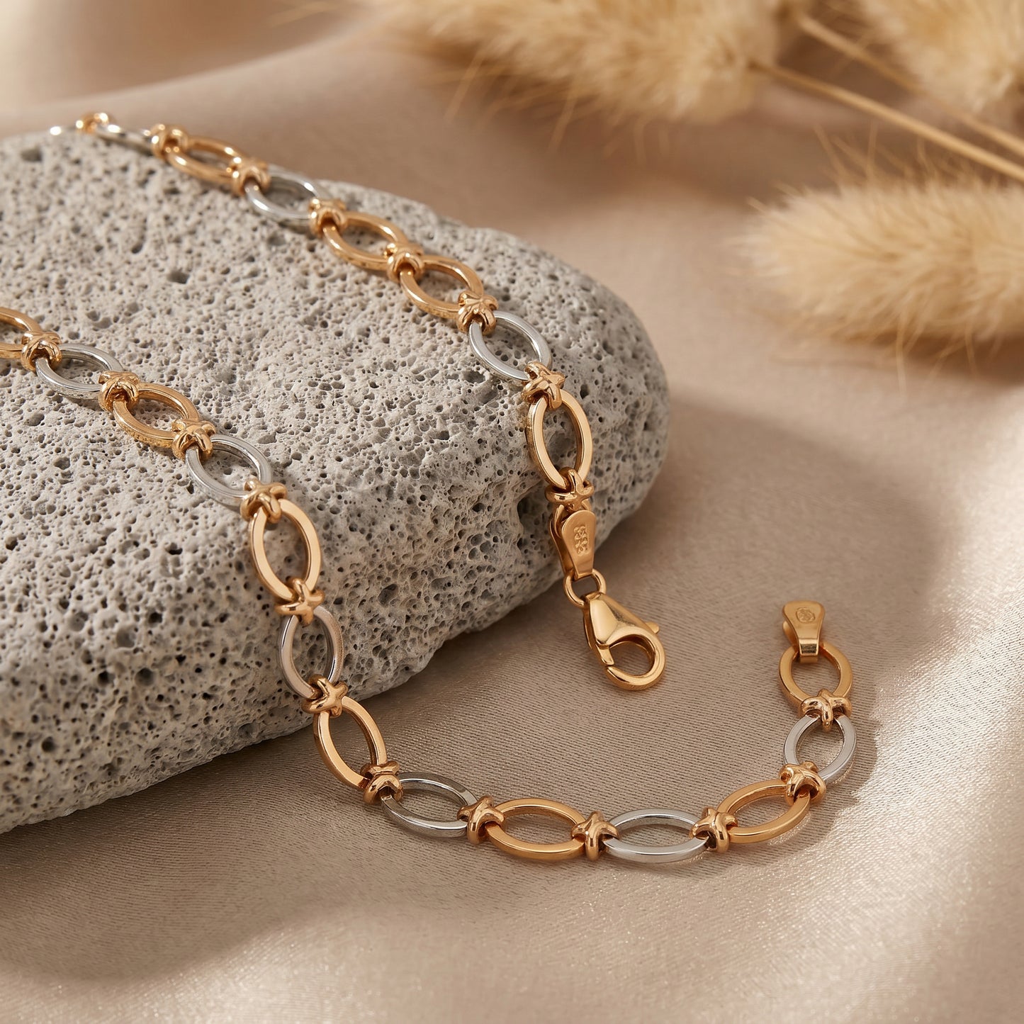Nexus 18kt Dual Tone Oval Link Daily Wear Chain for Men