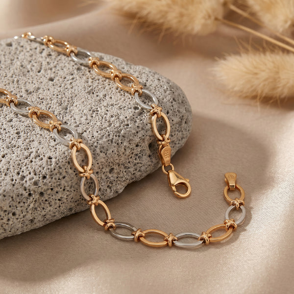 Nexus 18kt Dual Tone Oval Link Daily Wear Chain for Men