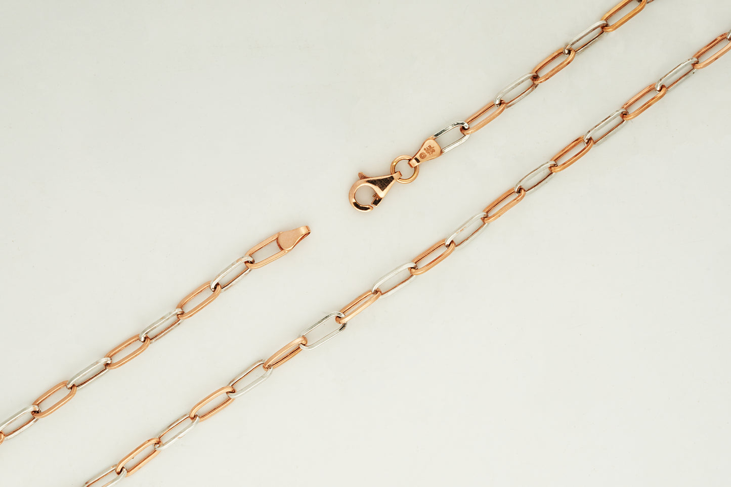 Recto 18kt Dual Tone Paperclip Chain for Men