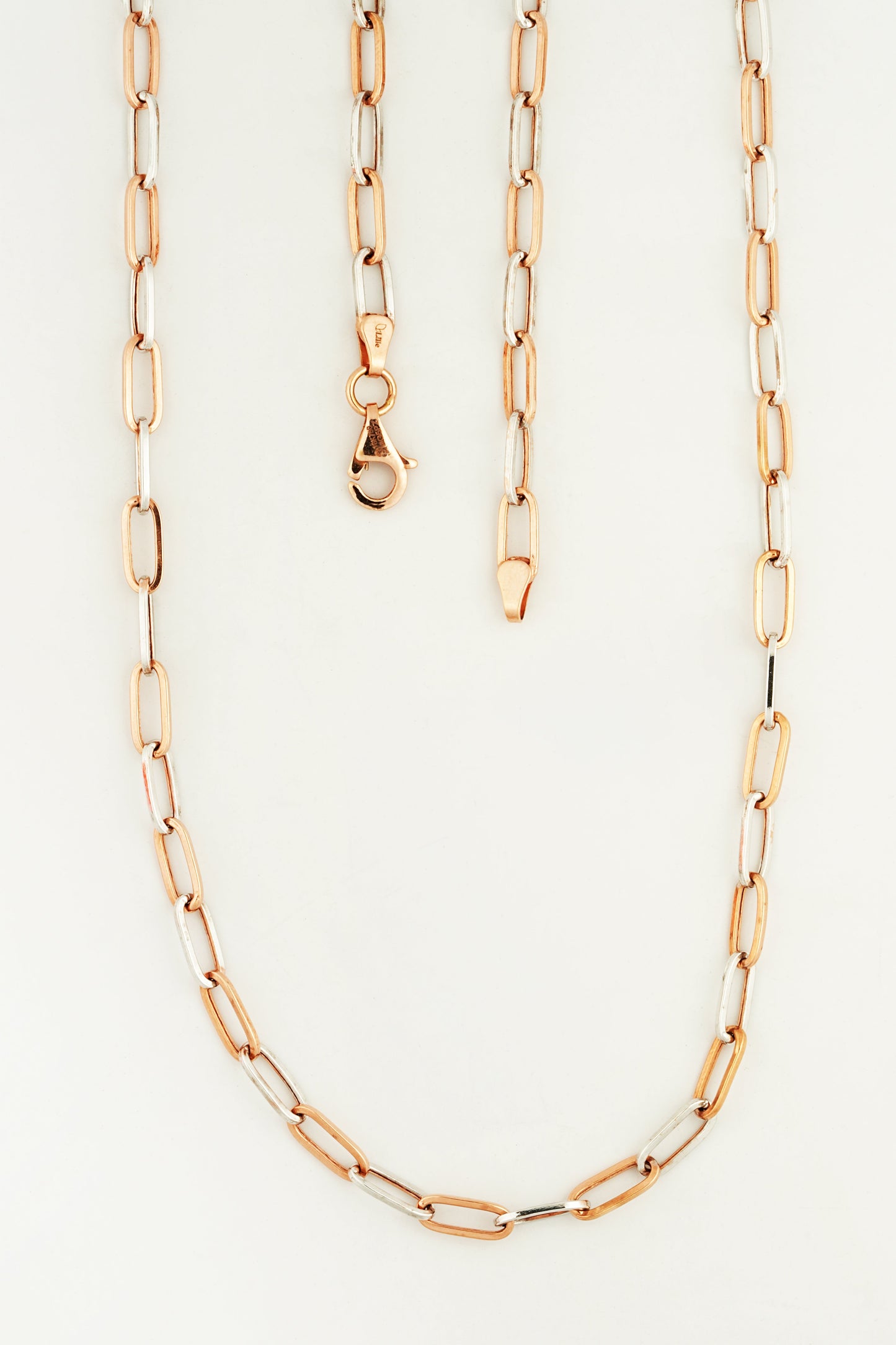 Recto 18kt Dual Tone Paperclip Chain for Men