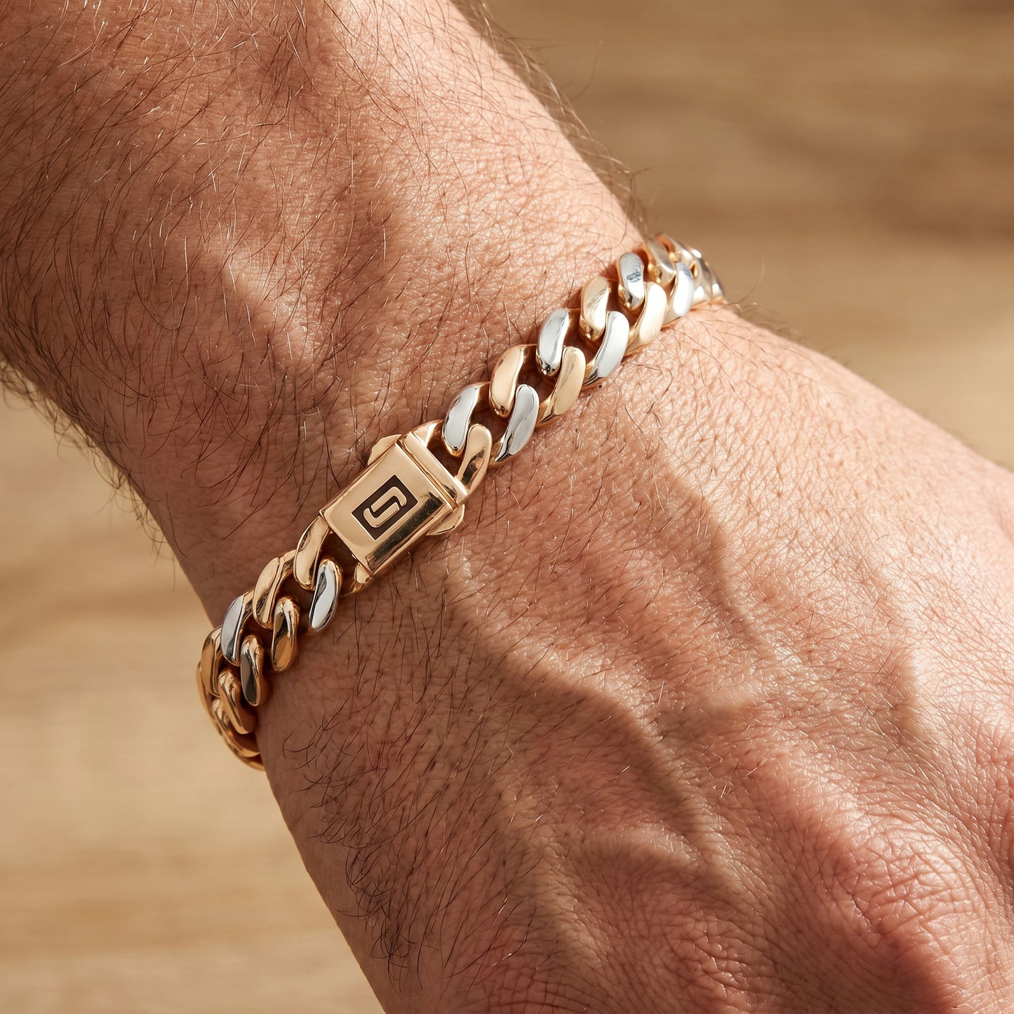 18kt Two-Tone Cuban Link Bracelet for Men