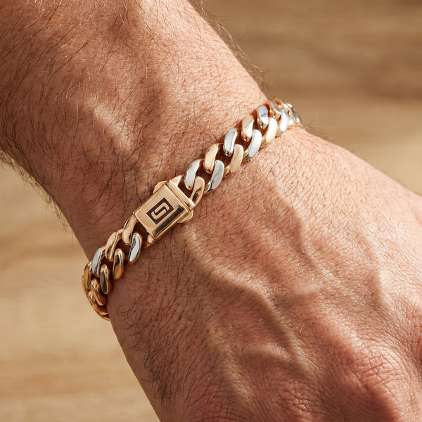 18kt Two-Tone Cuban Link Bracelet for Men