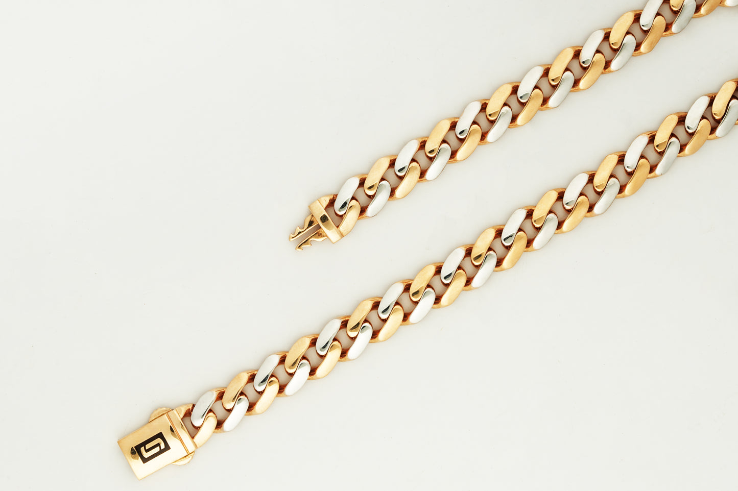 18kt Two-Tone Cuban Link Bracelet for Men