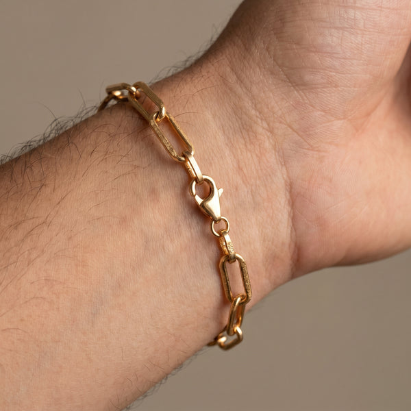 Linko 18kt Yellow Gold Box Link Bracelet for Men