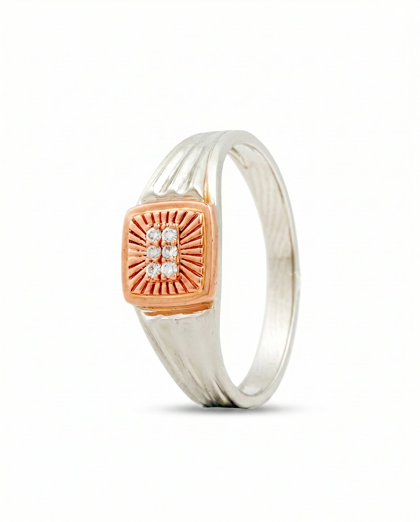 Arjun Men's Diamond Platinum & Rose Gold Signet Ring