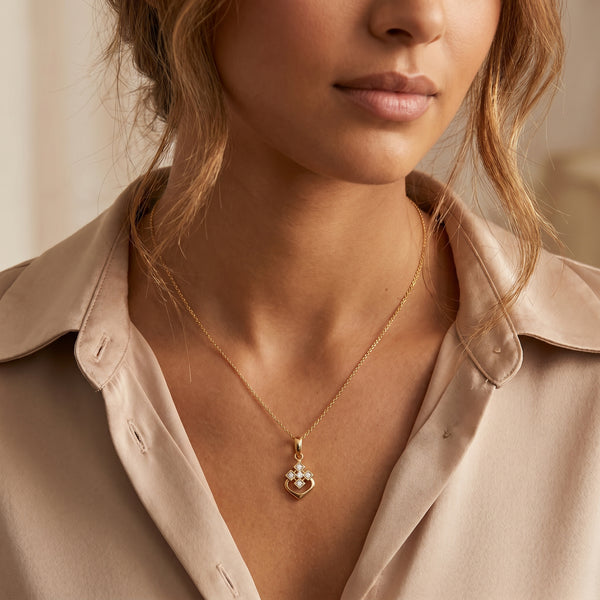 Aastha Diamond Cross Heart 18kt Gold Pendant For Women