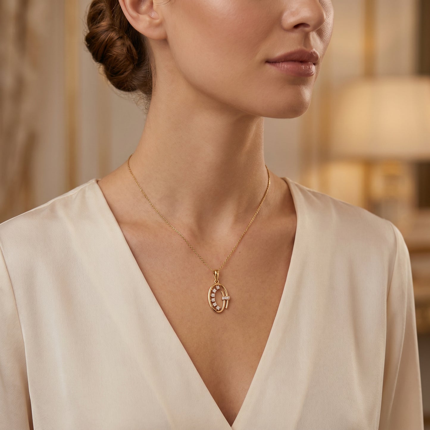 Valay Diamond 18kt Gold Oval Pendant For Women