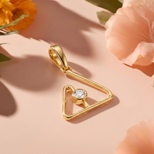 Trikona Diamond Triangle 18kt Gold Pendant For Women