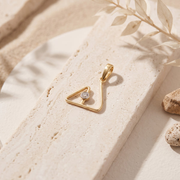 18KT Open Triangle Diamond Pendant