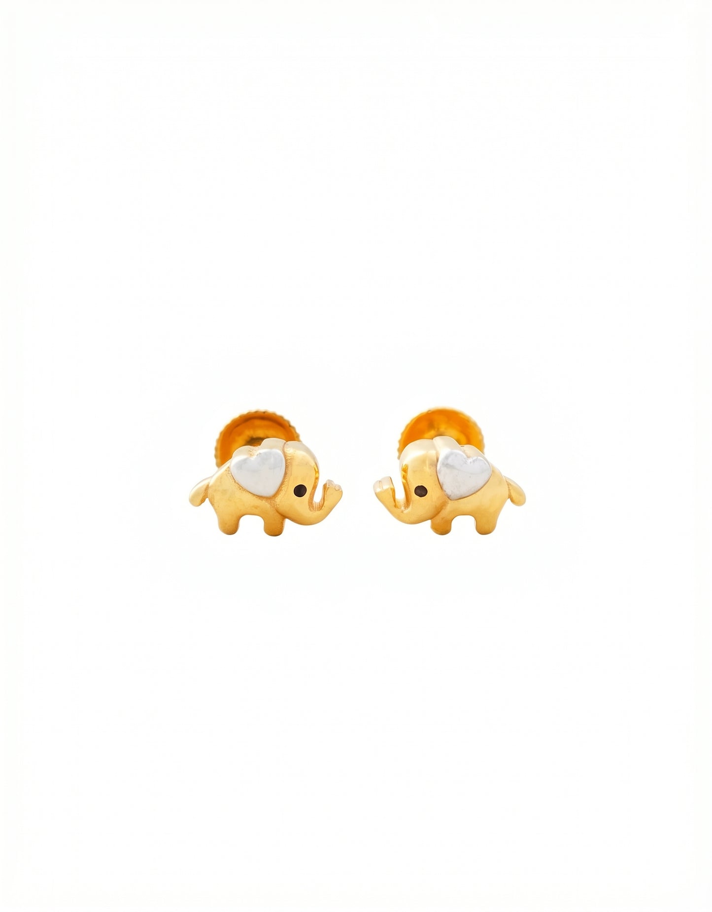Gaju Kids Elephant Heart Earrings 18kt Two-Tone Gold