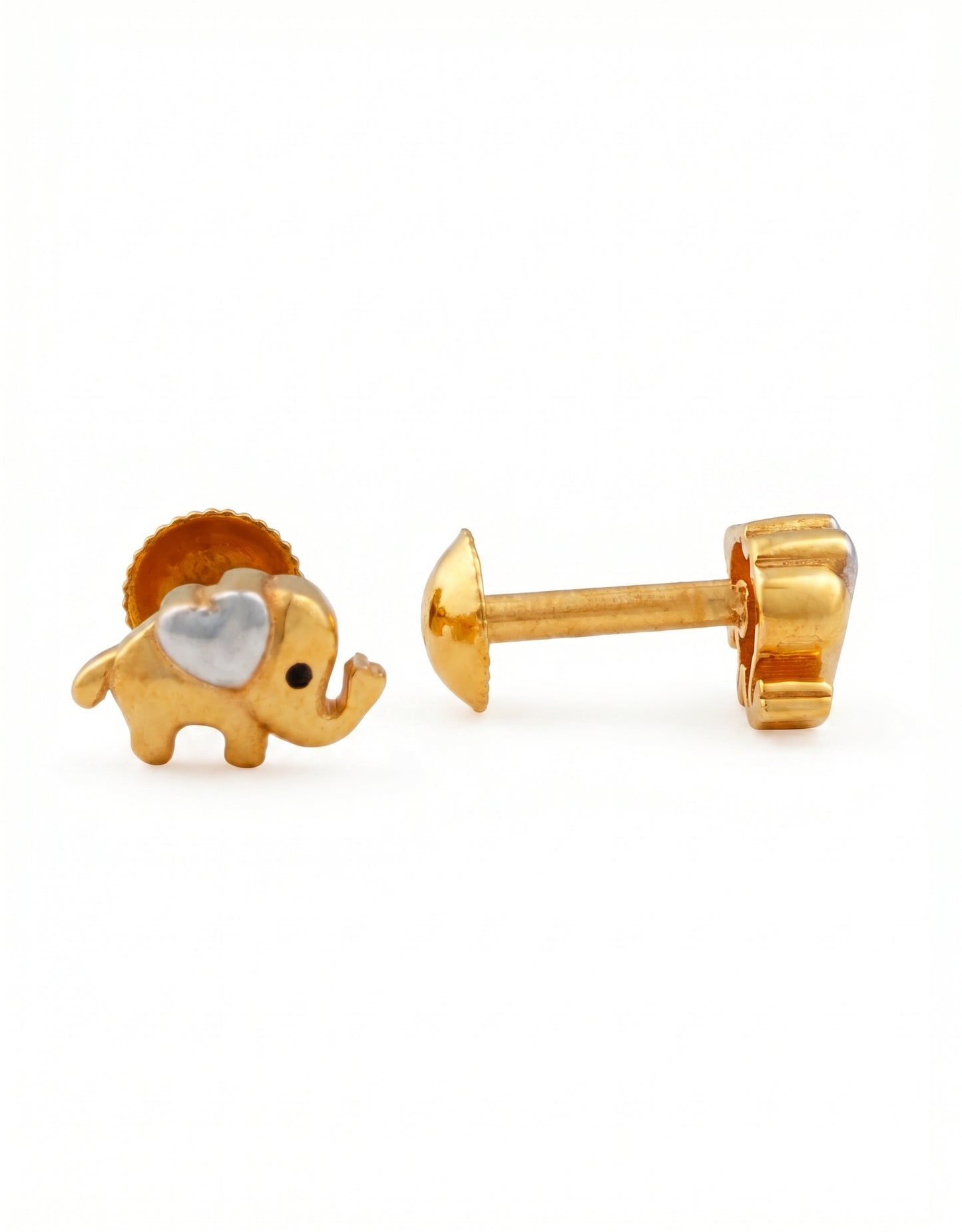 Gaju Kids Elephant Heart Earrings 18kt Two-Tone Gold