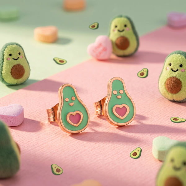 Avo Kids Avocado 18kt Gold Enamel Earrings