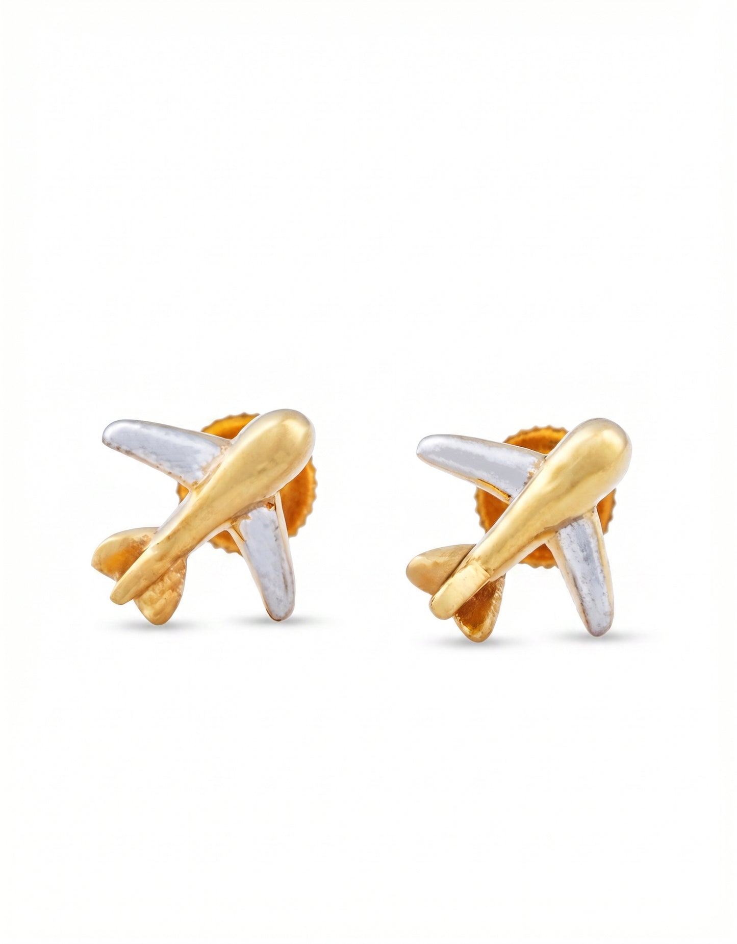 Udd Kids Aeroplane Earrings 18kt Two-Tone Gold