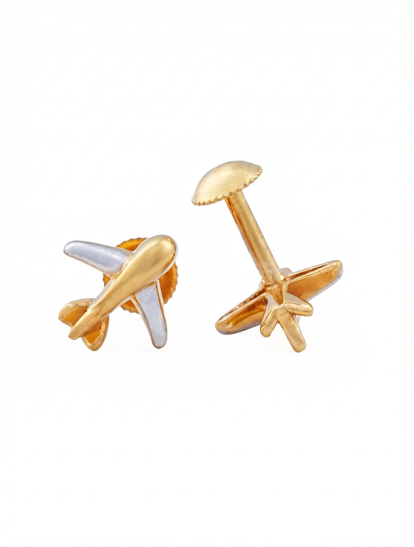 Udd Kids Aeroplane Earrings 18kt Two-Tone Gold