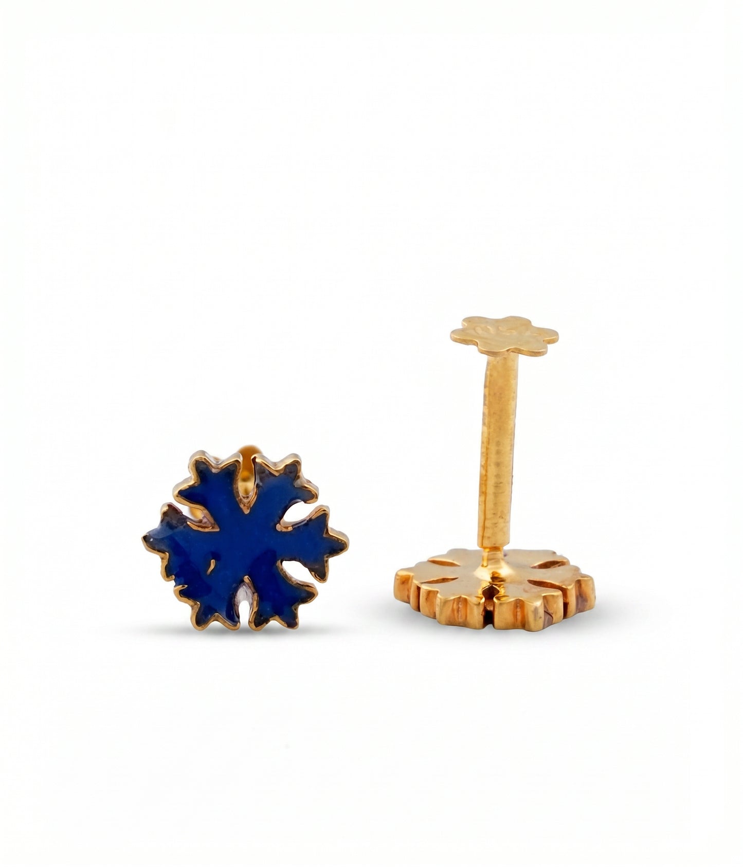 Hima Kids Snowflake Enamel 18kt Gold Earrings