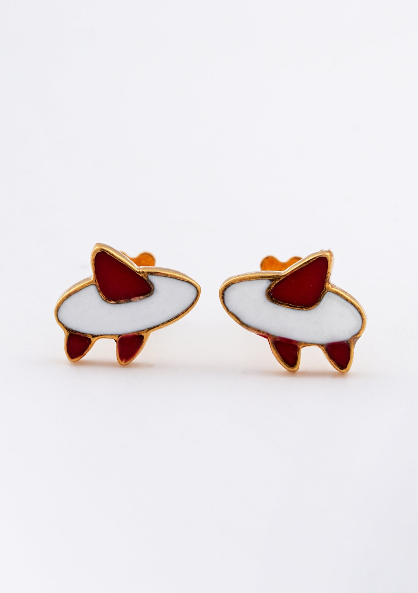 Zoom Kids UFO Spaceship Enamel 18kt Gold  Earrings