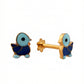 Ducky 18kt Gold Blue Duck Enamel Kids Earrings