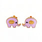 Ellie Kids Pink Elephant 18kt Gold Enamel Earrings