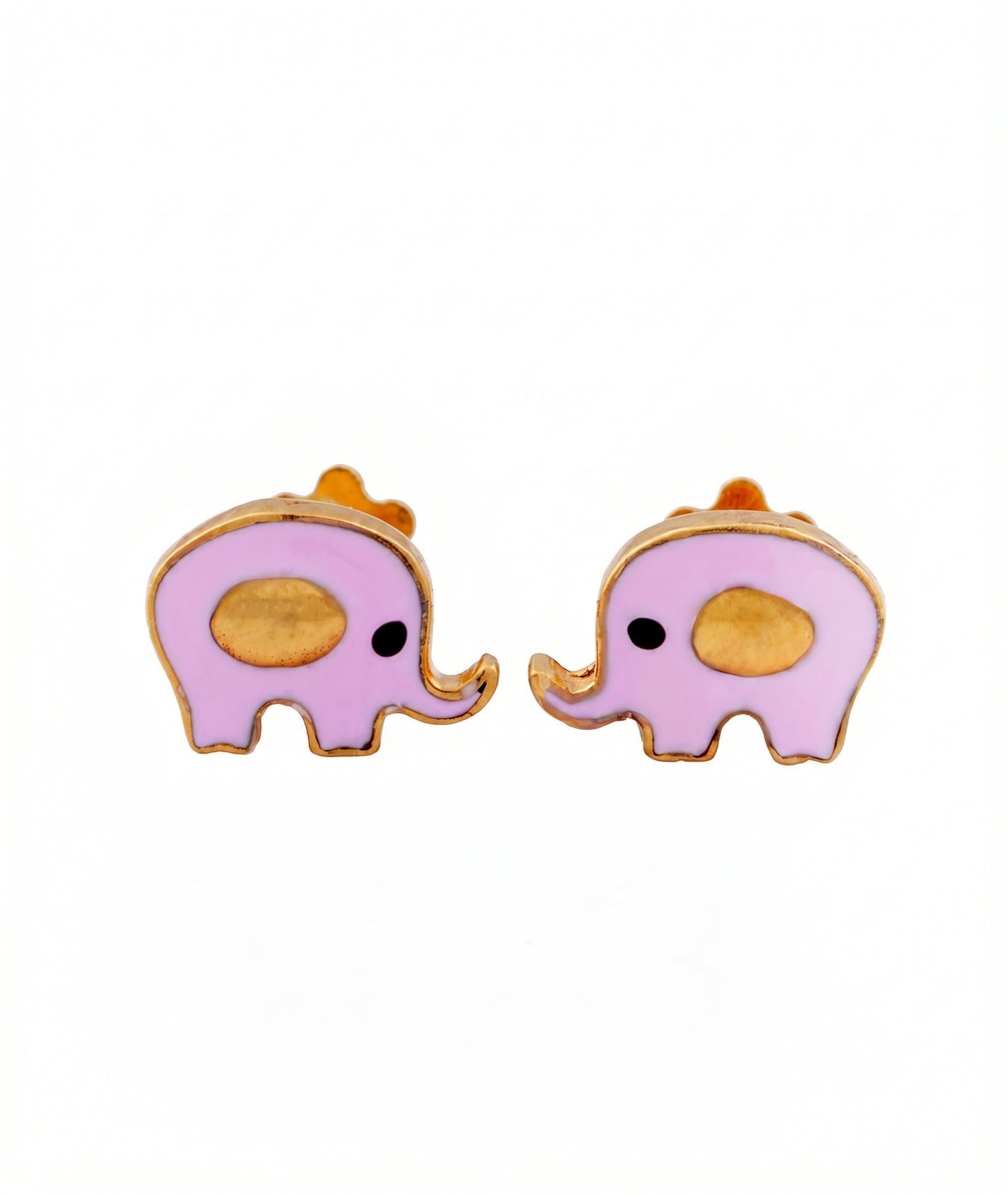 Ellie Kids Pink Elephant 18kt Gold Enamel Earrings