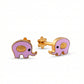 Ellie Kids Pink Elephant 18kt Gold Enamel Earrings