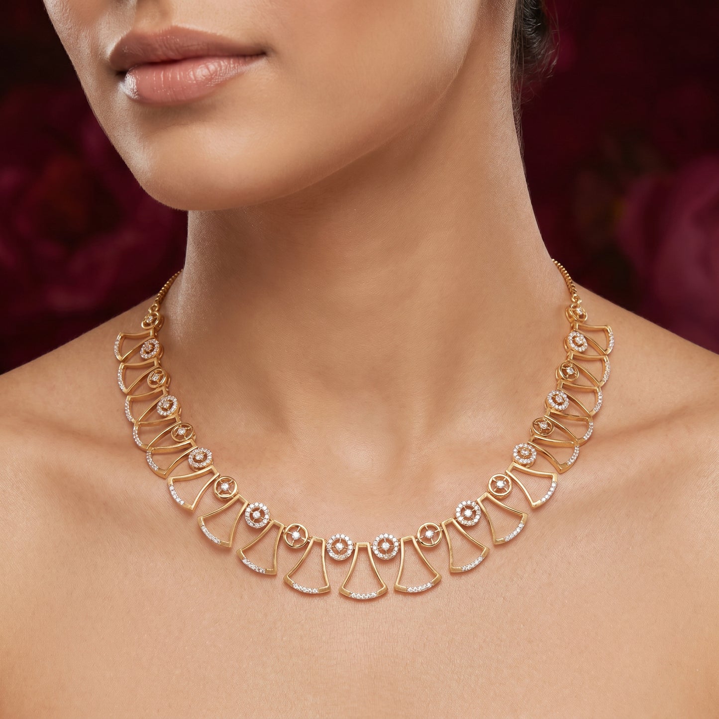 Aahan Diamond Fan Collar 18kt Gold Necklace