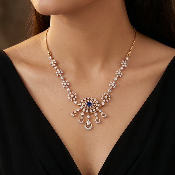 Indrani Sapphire & Diamond Tassel 18kt Gold Necklace