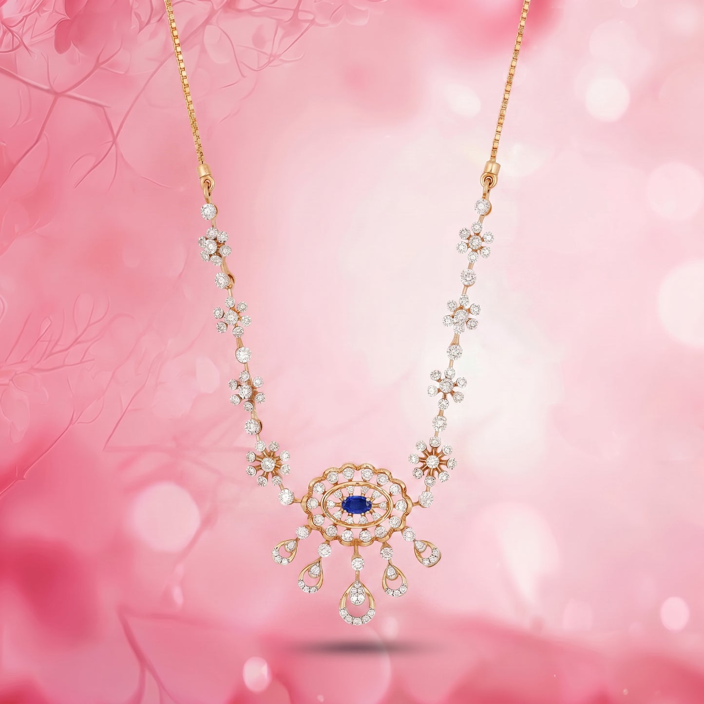 Indrani Sapphire & Diamond Tassel 18kt Gold Necklace