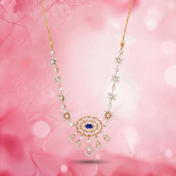 Indrani Sapphire & Diamond Tassel 18kt Gold Necklace