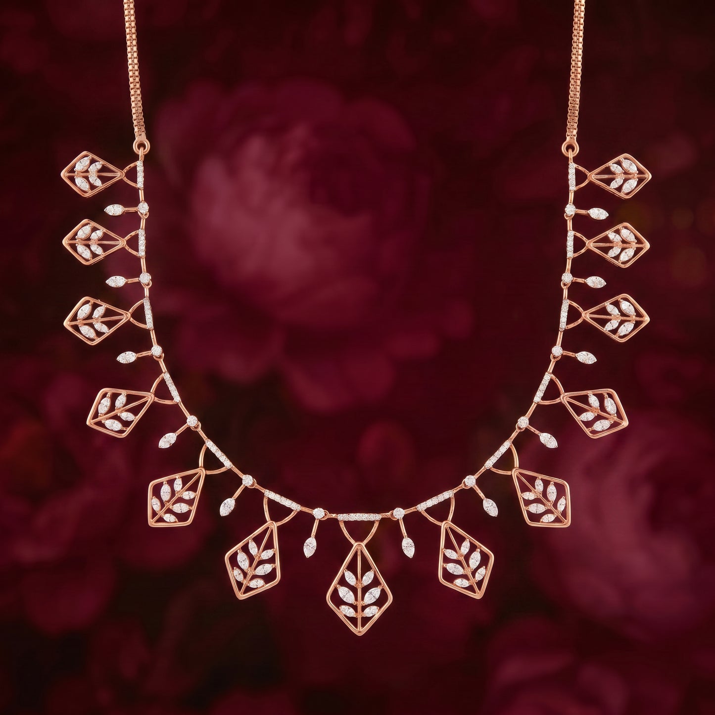 Marquise Diamond Fringe Women 18kt Rose Gold Necklace