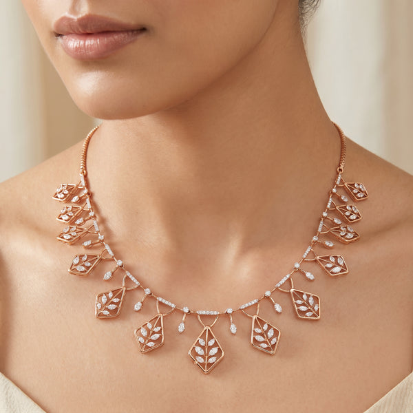 Marquise Diamond Fringe Women 18kt Rose Gold Necklace