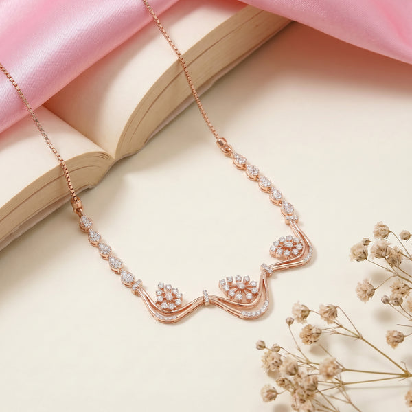 Bahaar Diamond Floral 18kt Gold V Necklace