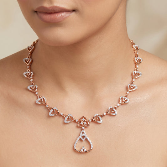 Kamal Diamond Lotus Drop 18kt Gold Necklace