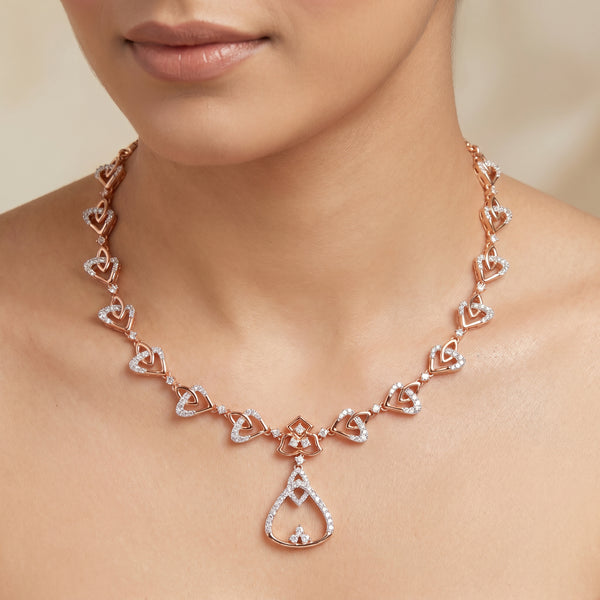 Kamal Diamond Lotus Drop 18kt Gold Necklace