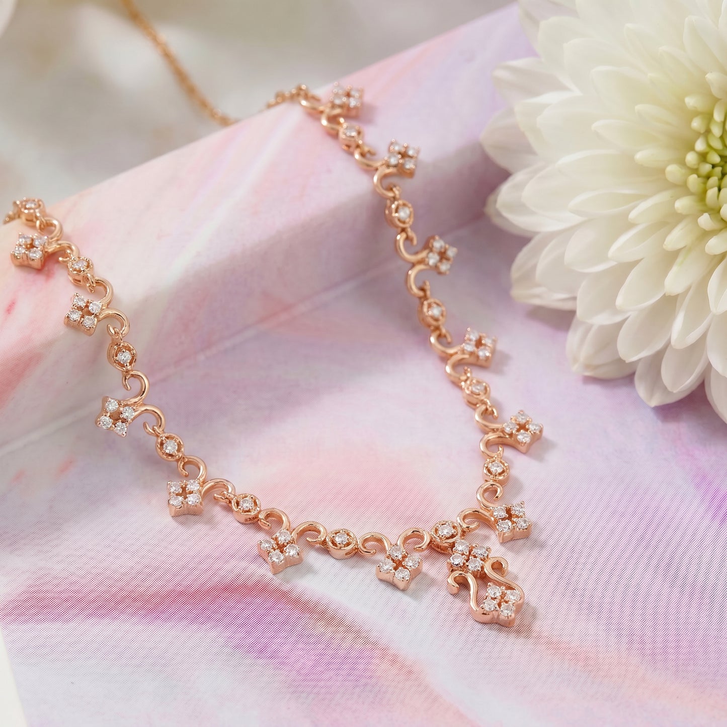 Diamond Hook Necklace in 18kt Rose Gold for Women