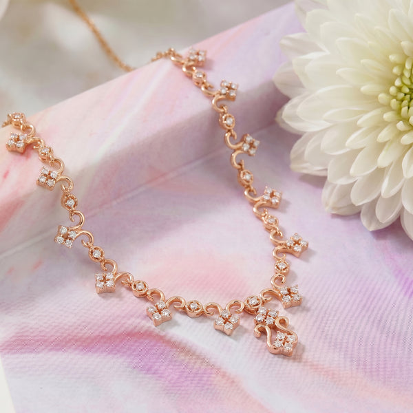 Diamond Hook Necklace in 18kt Rose Gold for Women