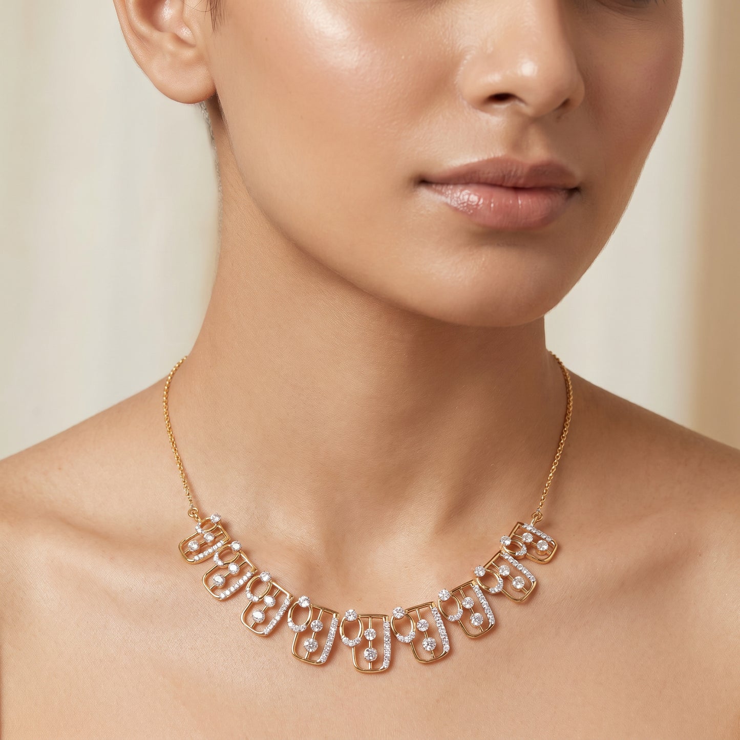 Varga Diamond Rectangle Link 18kt Gold Necklace