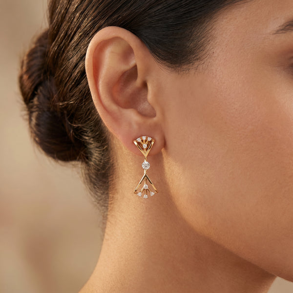 Lightweight 18Kt Gold Diamond Drop Earrings for Women