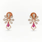 18Kt Rose Gold Ruby & Diamond Earrings for Women