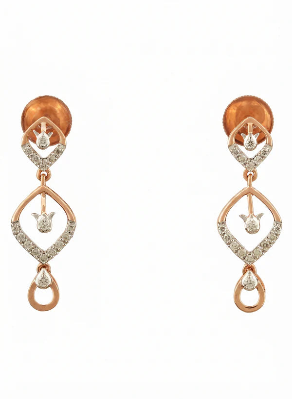 18Kt Rose Gold Lightweight Diamond Drop Earrings