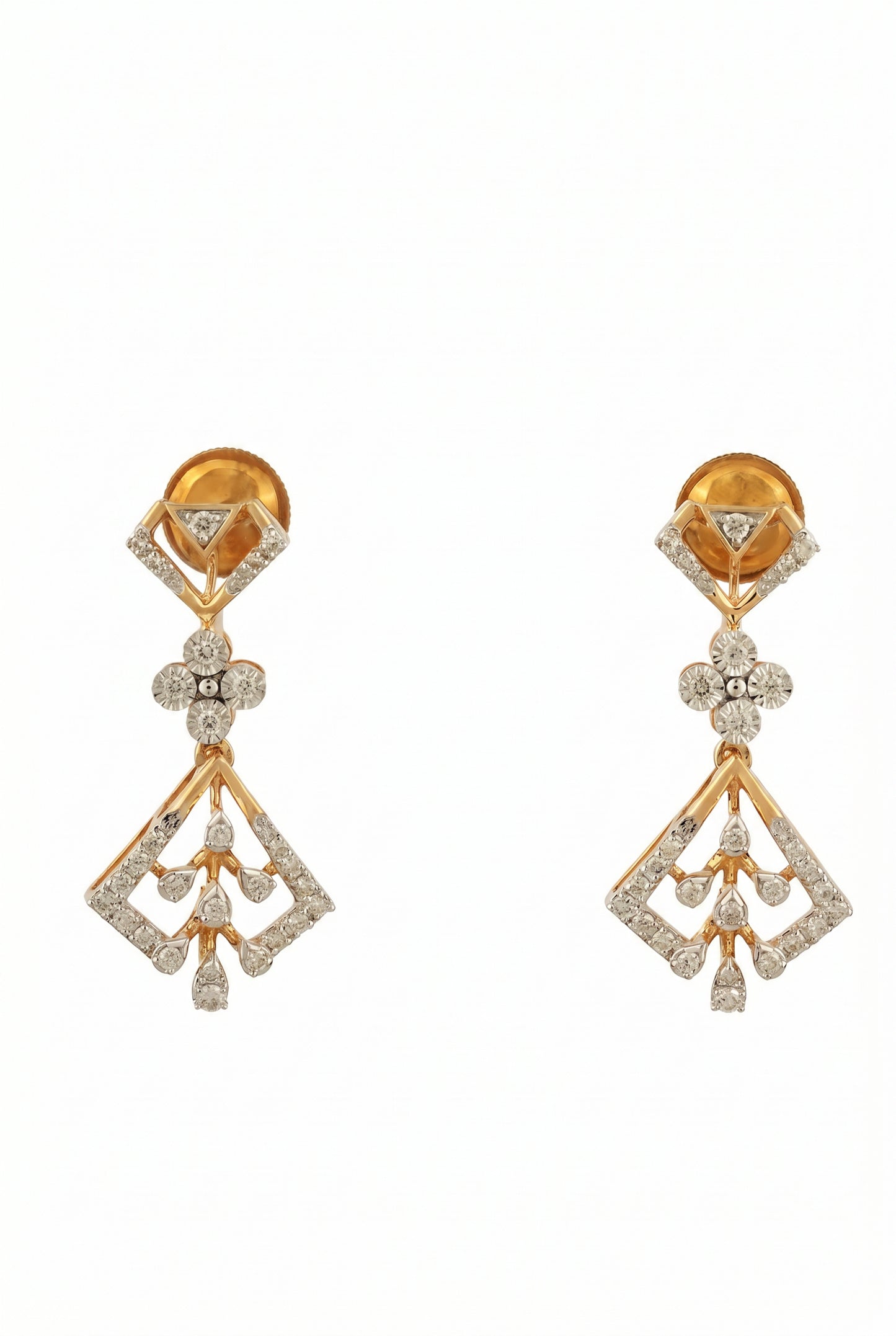 18Kt Gold Citrine & Diamond Drop Earrings for Women