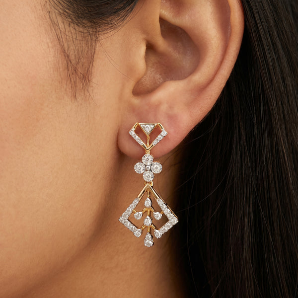 18Kt Gold Citrine & Diamond Drop Earrings for Women