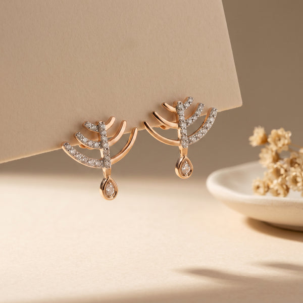 18Kt Rose Gold Diamond Stud Earrings for Women Daily Wear