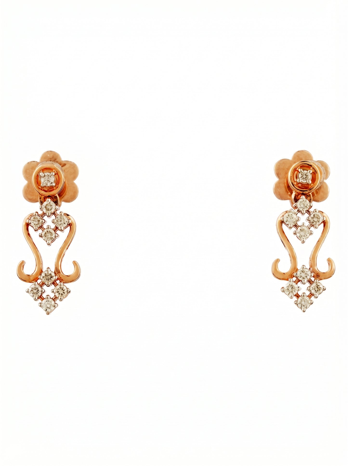 Daily Wear Diamond 18Kt Rose Gold Earrings for Women