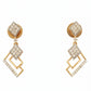 18kt Gold Diamond Geometric Design Drop Earrings  