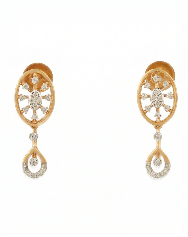 Lightweight Diamond Dangler Earrings in 18Kt Yellow Gold