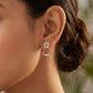Round Halo 18kt Gold Diamond Fan Drop Design Earrings