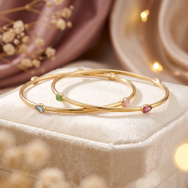 Multicolour Gemstone 18KT Bangle Set